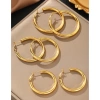 Korean Internet celebrity large earrings, stainless steel fashionable and cold style Instagram simple earrings, women's grand circle earrings details Picture